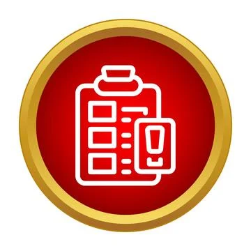 Clipboard checklist with warning sign icon 스톡 일러스트