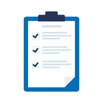 Clipboard, clipboard icon with completed tasks and check marks opposite them. Stock Illustration