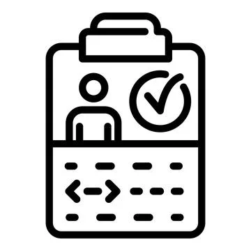 Clipboard with coding man icon, outline style 库存插图