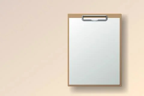 Clipboard communication, white sheet of paper in a clipboard, business paper Stock Illustration