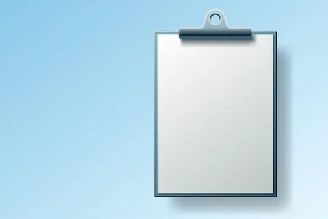 Clipboard communication, white sheet of paper in a clipboard, business paper Stock Illustration