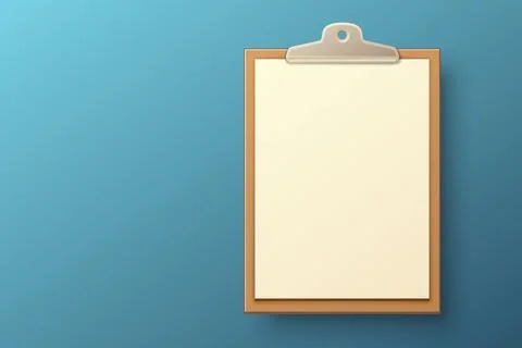 Clipboard communication, white sheet of paper in a clipboard, business paper Stock Illustration