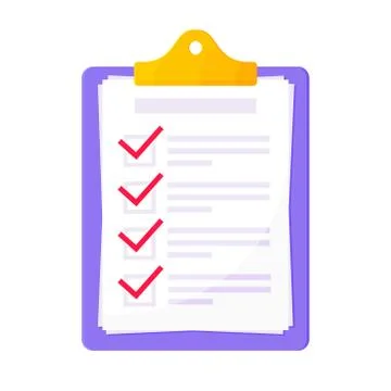 Clipboard with complete checklist flat style design icon sign vector Stock Illustration