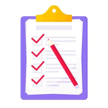 Clipboard with complete checklist flat style design icon sign vector Stock Illustration