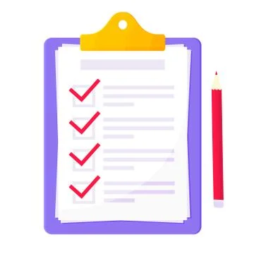Clipboard with complete checklist flat style design icon sign vector Illustrazione stock
