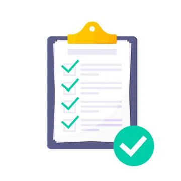 Clipboard with complete checklist flat style design icon sign vector Stock Illustration