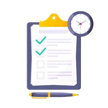 Clipboard with complete checklist flat style design icon sign vector Illustrazione stock