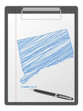 Clipboard Connecticut map 스톡 일러스트