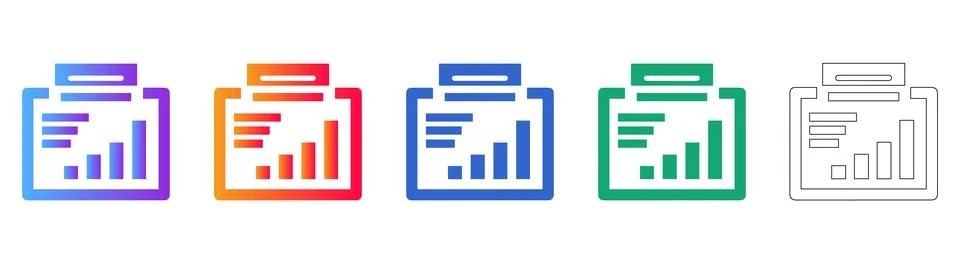 Clipboard Data Presentation Icons Set Stock Illustration