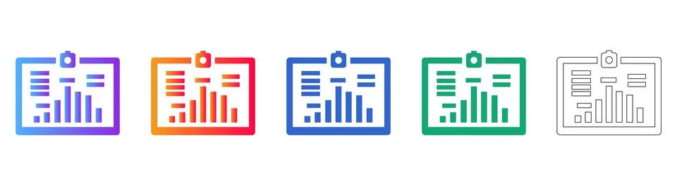 Clipboard Data Reporting Icon Collection Stock Illustration