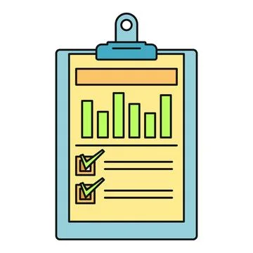 Clipboard displaying business data analytics and financial report イラスト素材