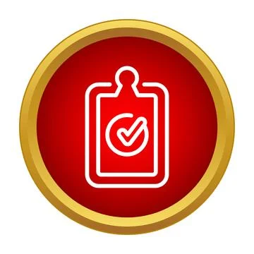 Clipboard displaying checkmark icon on red button 스톡 일러스트