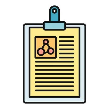 Clipboard displaying molecule data and scientific report Stock Illustration