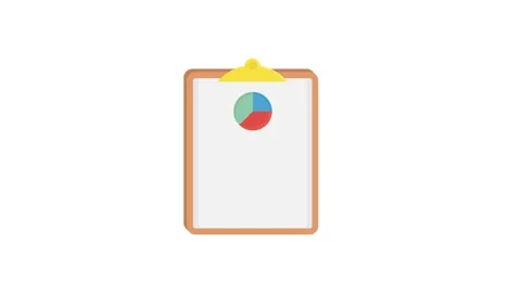 A clipboard displaying a pie chart alongside a magnifying glass, symbolizin.. Stock Footage 332199388