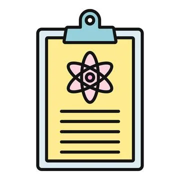 Clipboard displaying science report with atom symbol 스톡 일러스트
