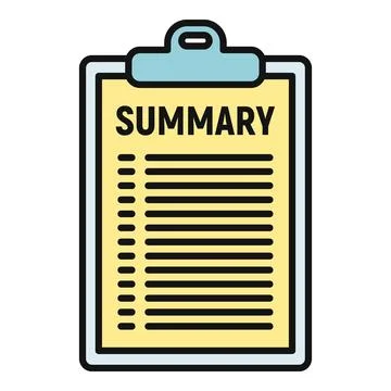 Clipboard displaying summary document icon for business analysis Stock Illustration