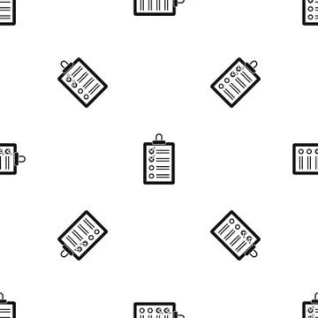 Clipboard with to do list pattern seamless black Illustrazione stock