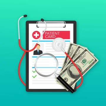 Clipboard in doctors hand. Make notes in patient card. medical report. analysis イラスト素材