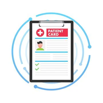 Clipboard in doctors hand. Make notes in patient card. medical report. analysis イラスト素材