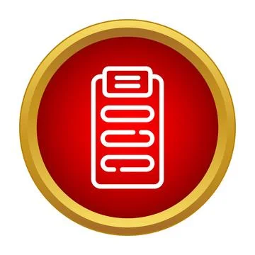 Clipboard document with checklist icon on red button 스톡 일러스트