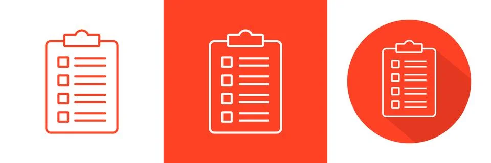 Clipboard Document Flat Line Shadow Icon Set Vector Illustration Stock Illustration