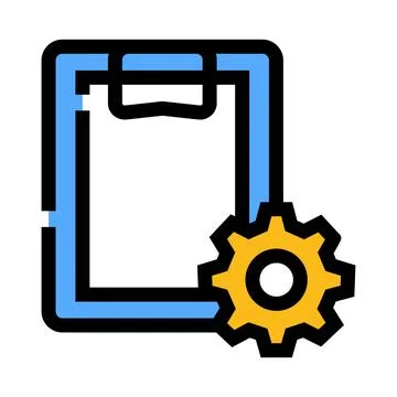 Clipboard document with gear icon indicating settings Stock Illustration