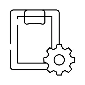 Clipboard document with gear icon for settings Stock Illustration