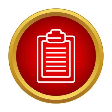 Clipboard document outline in red circle button Stock Illustration