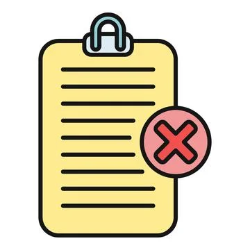 Clipboard document showing invalid or declined task icon 스톡 일러스트