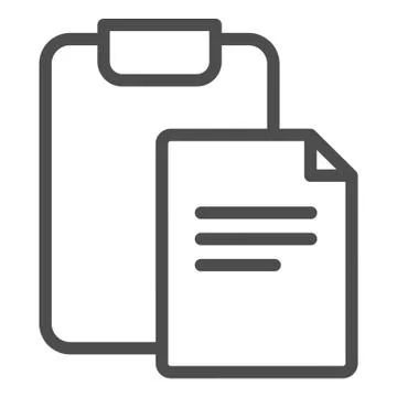 Clipboard with document to sign line icon. Paper and checkboard vector Stock Illustration