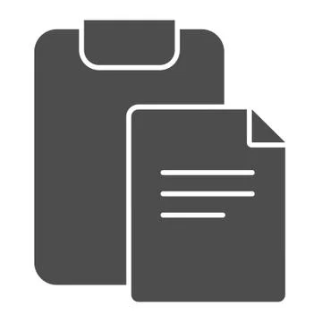 Clipboard with document to sign solid icon. Paper and checkboard vector Stock Illustration