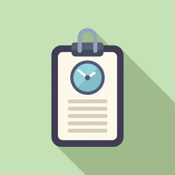 Clipboard duration event icon flat vector. Concept minute Stock Illustration