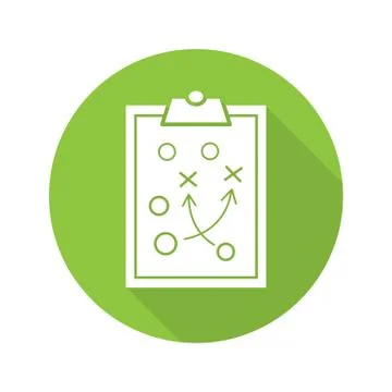 Clipboard game plan. Flat design long shadow icon Stock-Illustration