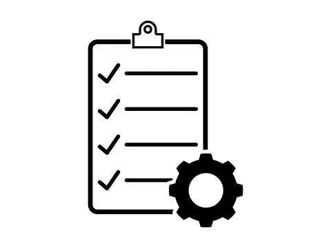 Clipboard with Gear Icon Technical Support Checklist Vector Illustration 스톡 일러스트