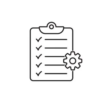 Clipboard with gear isolated icon. Technical support check list icon. Stock Illustration