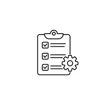 Clipboard with gear isolated icon. Technical support check list icon. Stock Illustration