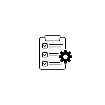 Clipboard with gear isolated icon. Technical support check list icon. Stock Illustration