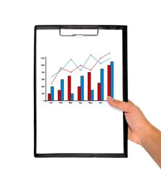 Clipboard in hand with chart Stock Photos