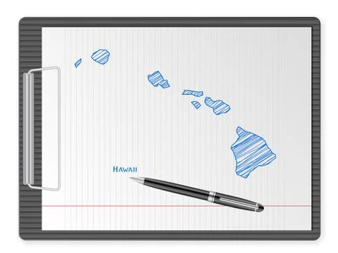 Clipboard Hawaii map Stock Illustration