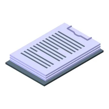 Clipboard holding several sheets of paper isometric icon Stock Illustration