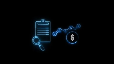 Clipboard icon animation with financial graph. Blue clipboard icon data ana.. Stock Footage 337131740