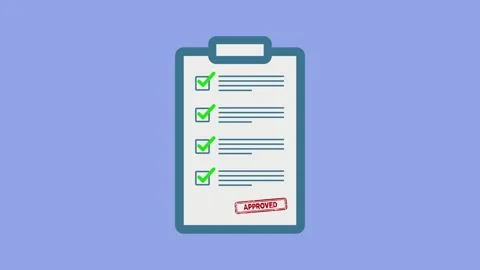 Clipboard icon with checklist paper animation isolated on blue background Stock Footage 339048152