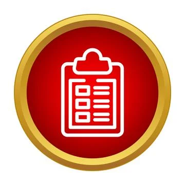 Clipboard icon with checklist on red button イラスト素材