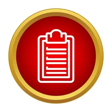 Clipboard icon with document lines in red circle イラスト素材