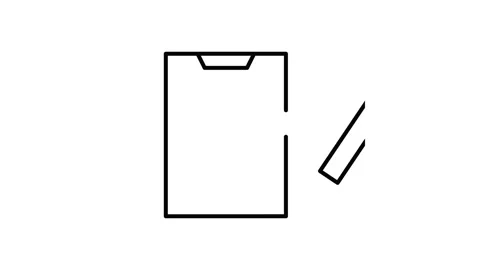 Clipboard icon featuring a pen and paper, symbolizing note-taking or docume.. Stock Footage 332855264