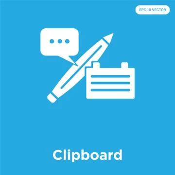 Clipboard icon isolated on blue background Free Stock Illustration