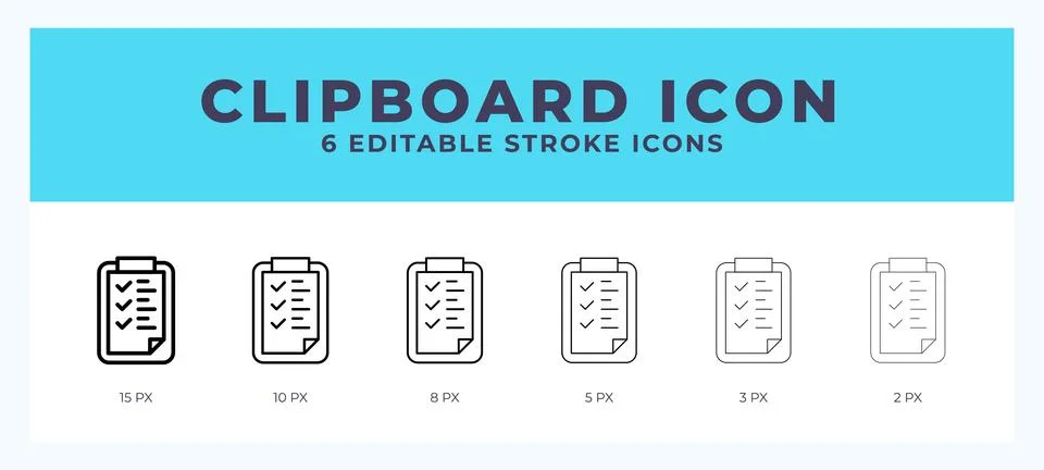 Clipboard icon set with different stroke. Vector illustration with editable.. Illustrazione stock