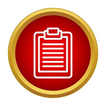 Clipboard icon showing document or checklist on red button Illustrazione stock