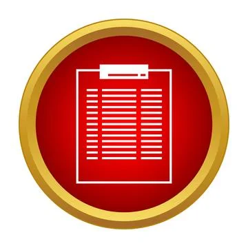 Clipboard icon showing document with text lines in red circle 스톡 일러스트