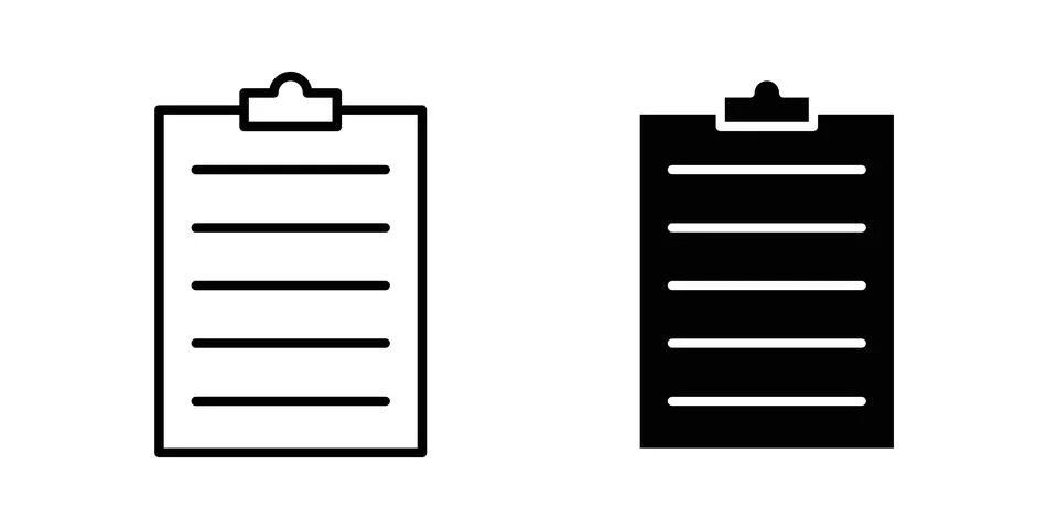 Clipboard icon solid, line, and editable vector set. Stock Illustration